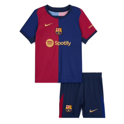 Barcelona 2024/25 Domača nogometna majica za otroke (majica in kratke hlače) rdeča in modra