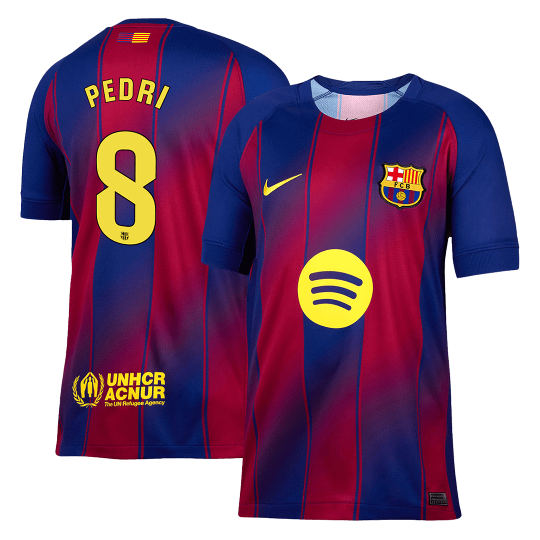 Domača nogometna majica PEDRI #8 Barcelona 2025/26 rdeča in modra
