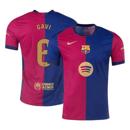 Verodostojna GAVI #6 Barcelona domača nogometna majica 2024/25 - logotip Spotify brez besedila