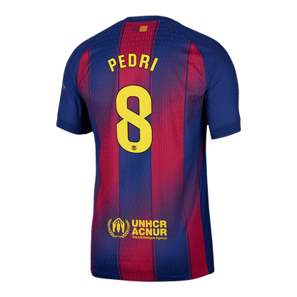 PEDRI #8 Authentic Barcelona domača nogometna majica 2025/26 rdeča in modra