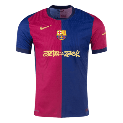 Pristna domača nogometna majica Barcelona x Travis Scott 2024/25 rdeča in modra