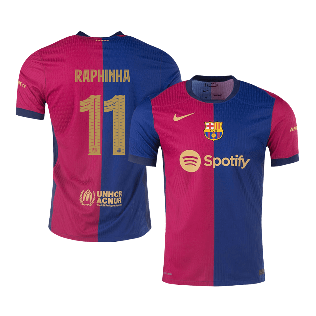 Avtentična nogometna majica RAPHINHA #11 Barcelona 2024/25 v gosteh, črna - UCL (nekdanji sponzor)