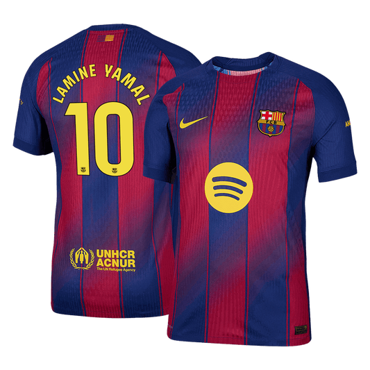LAMINE YAMAL #10 Authentic Barcelona Domača nogometna majica 2025/26 rdeča in modra