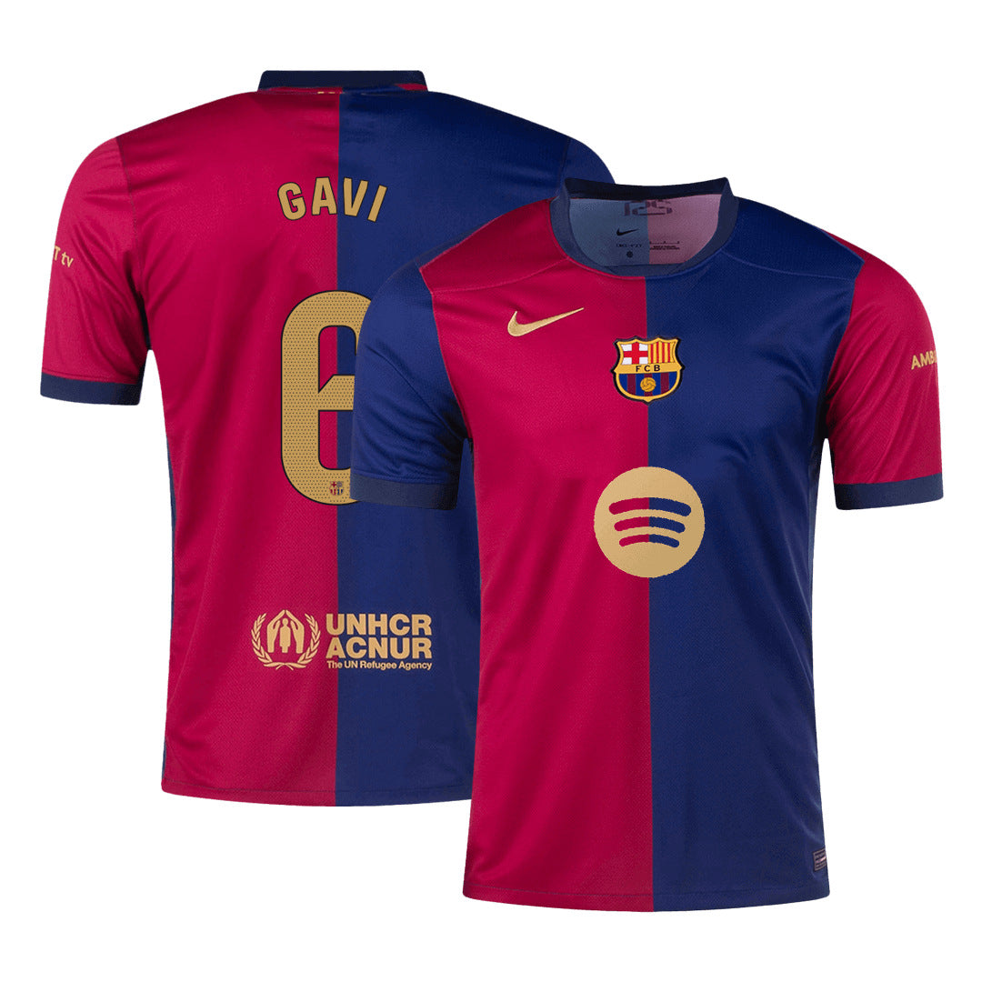 [Super kakovost] moška nogometna majica Barcelona GAVI #6 Home 2024/25 - logotip Spotify brez besedila
