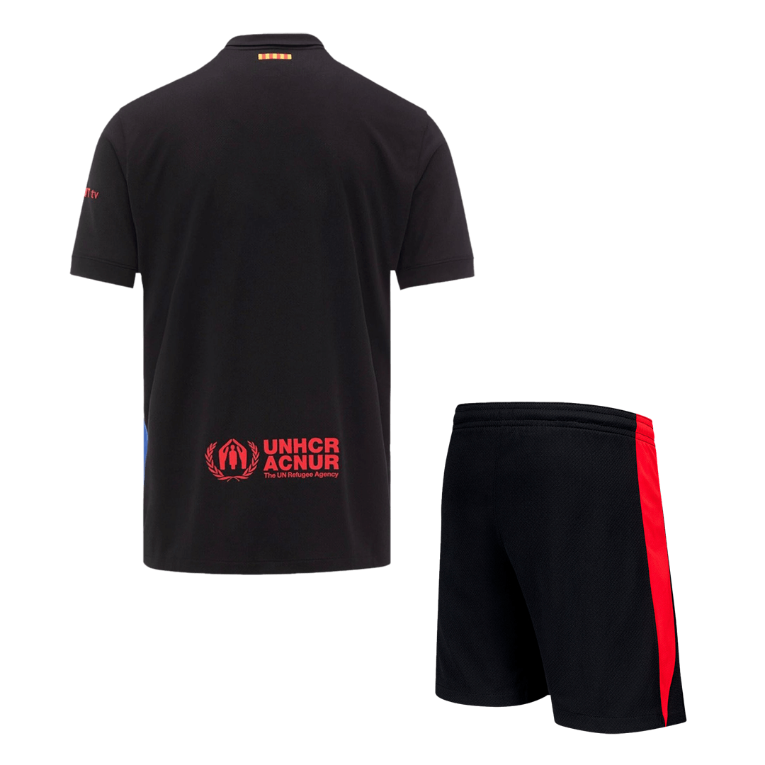Barcelona 2024/25 gostujoča majica (majica in kratke hlače), črna