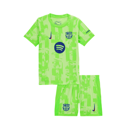 Barcelona 3rd Edition gostujoči komplet (majica in kratke hlače) 2024/25 zelena - UCL (logotip Spotify brez besedila)