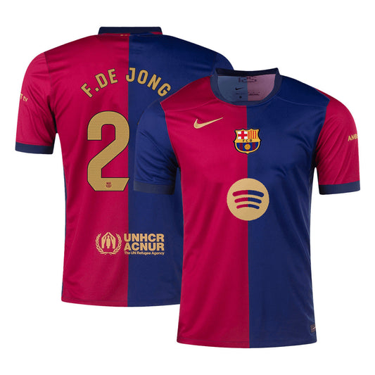 [Super kakovost] Barcelona F.DE JONG #21 moški domači nogometni dres 2024/25 - Spotifyjev logotip brez besedila