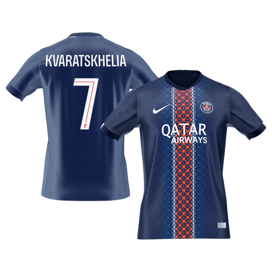 Domači nogometni dres KVARATSKHELIA #7 PSG 2025/26 Navy