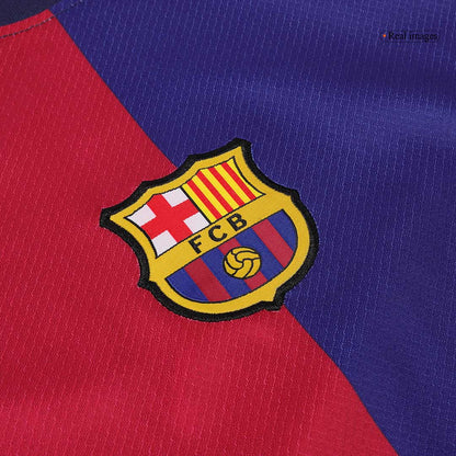 Barcelona Home Kids Nogometna majica (majica + kratke hlače) 2024/25 rdeča in modra z logotipom Spotify brez besedila