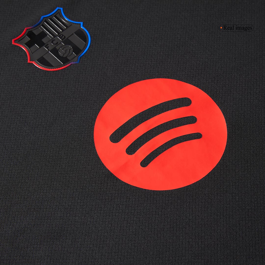 LAMINE YAMAL #19 Authentic Barcelona gostujoča nogometna majica 2024/25 črna - logotip Spotify brez besedila