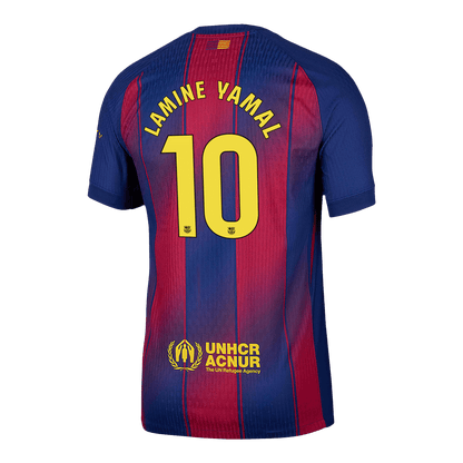 LAMINE YAMAL #10 Authentic Barcelona Domača nogometna majica 2025/26 rdeča in modra