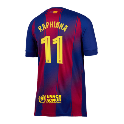 RAPHINHA #11 Authentic Barcelona Domača nogometna majica 2025/26 rdeča in modra - UCL