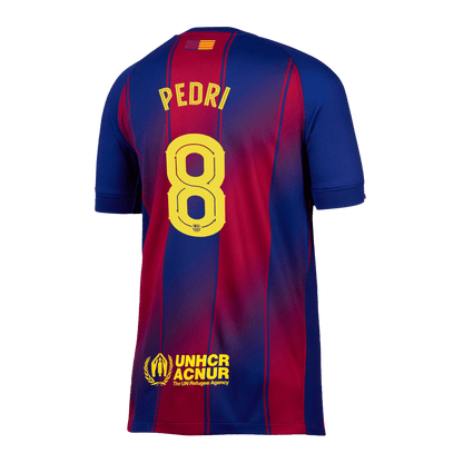 PEDRI #8 Authentic Barcelona Domača nogometna majica 2025/26 rdeča in modra - UCL