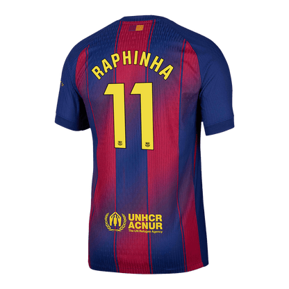 RAPHINHA #11 Authentic Barcelona Domača nogometna majica 2025/26 Rdeča in modra