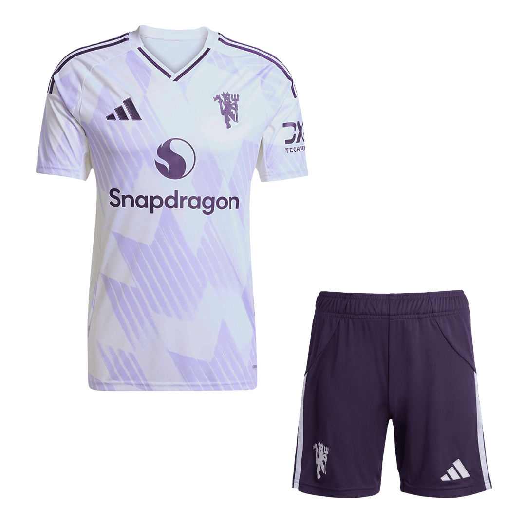 Nogometni dres Manchester Uniteda za goste (dres + kratke hlače) 2025/26 bel