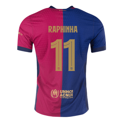 RAPHINHA #11 Barcelona 2024/25 Authentic Nogometna majica za goste, črna - UCL (logotip Spotify brez besedila)