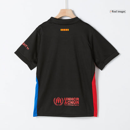 Barcelona 2024/25 Kids Away nogometna majica (majica in kratke hlače) črna (nekdanji sponzor)