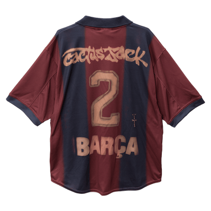 Rdeča in modra retro domača nogometna majica Barcelona X CJ 2000/01