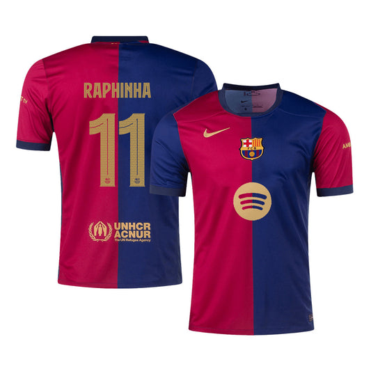 [Super kakovost] Barcelona RAPHINHA #11 moški domači nogometni dres 2024/25 UCL - logotip Spotify brez besedila