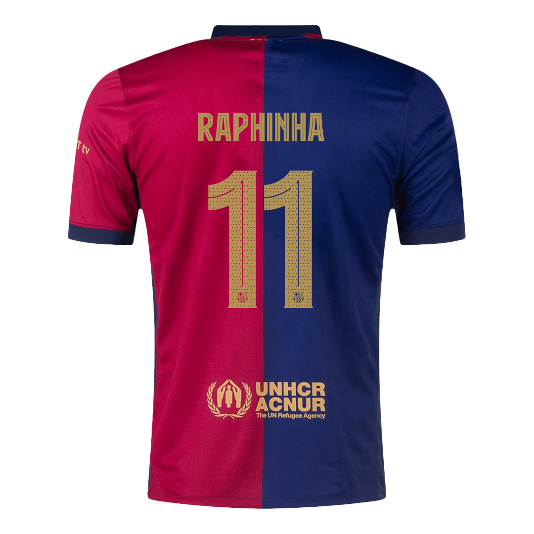 [Super kakovost] Barcelona RAPHINHA #11 moški domači nogometni dres 2024/25 UCL - logotip Spotify brez besedila