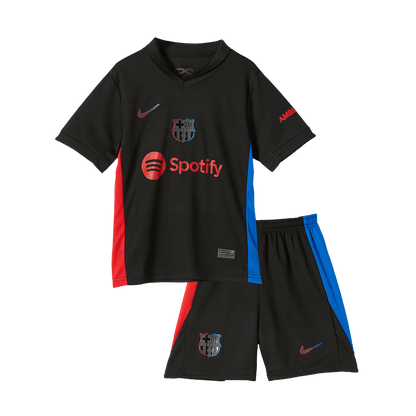 Barcelona 2024/25 Kids Away nogometna majica (majica in kratke hlače) črna (nekdanji sponzor)