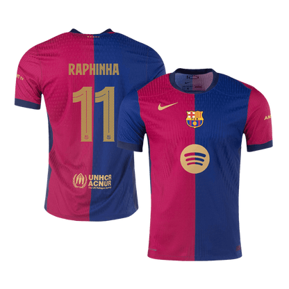 RAPHINHA #11 Barcelona 2024/25 Authentic Nogometna majica za goste, črna - UCL (logotip Spotify brez besedila)